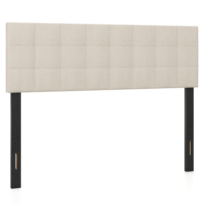 Quilted Grid Linen Headboard, Queen/Full, Beige Headboards at Gallery Canada