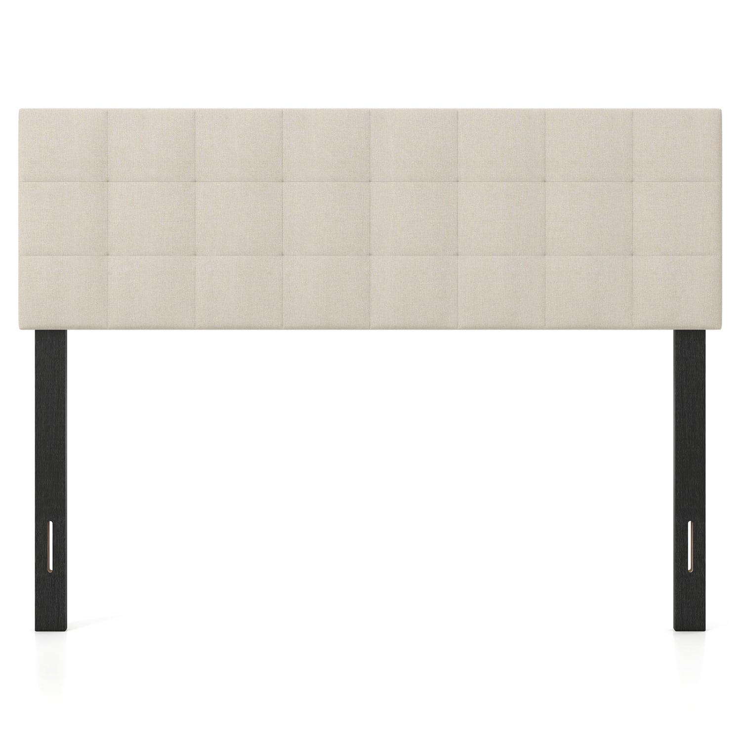 Quilted Grid Linen Headboard, Queen/Full, Beige Headboards at Gallery Canada