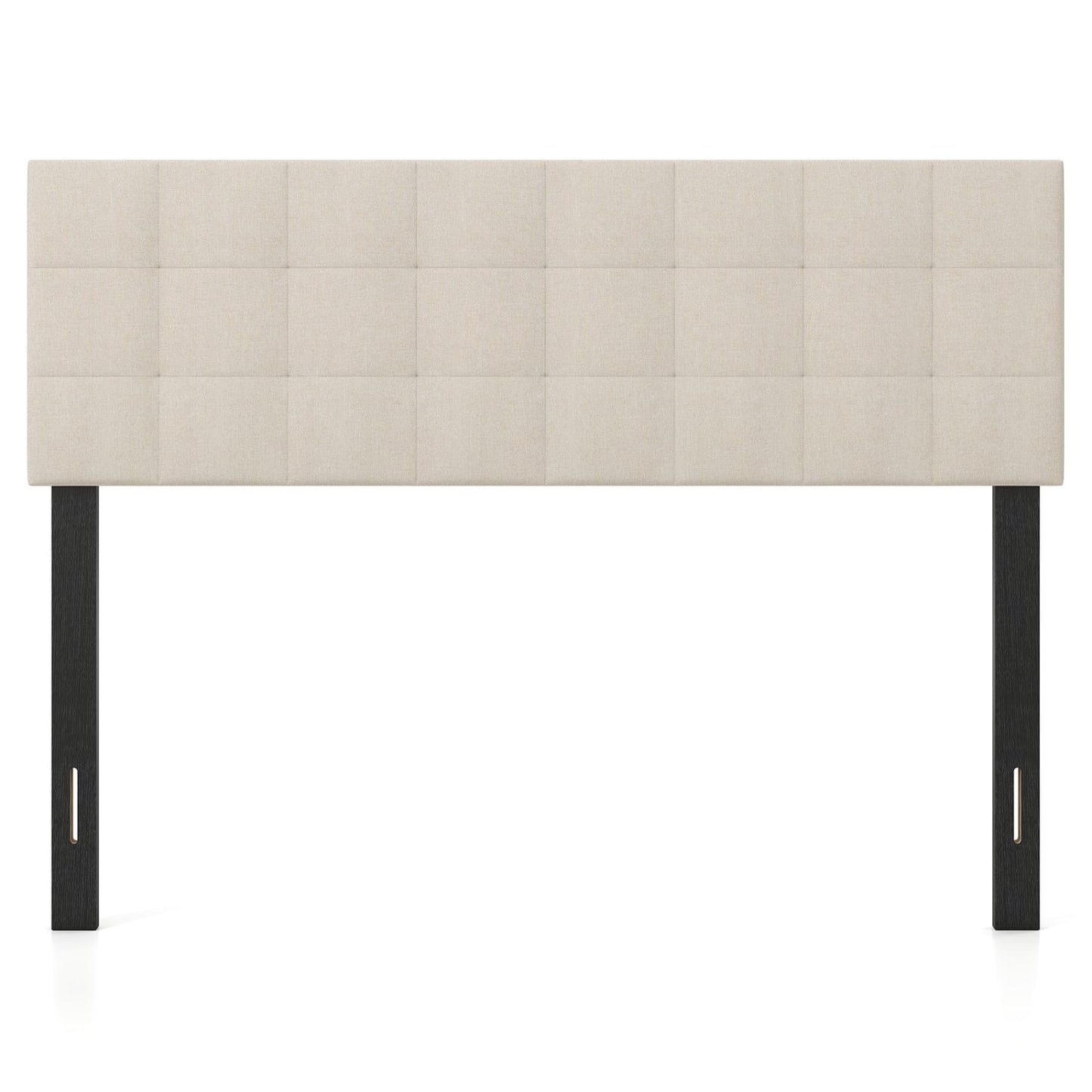 Quilted Grid Linen Headboard, Queen/Full, Beige Headboards at Gallery Canada