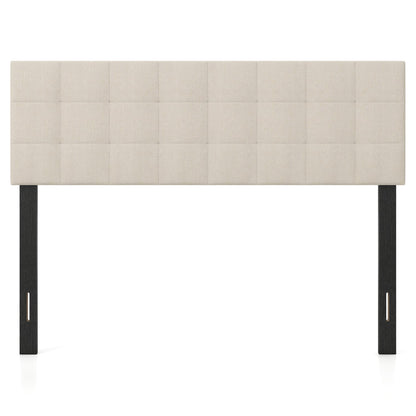 Quilted Grid Linen Headboard, Queen/Full, Beige Headboards at Gallery Canada