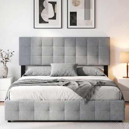 Upholstered Headboard, Queen/Full, Quilted Grid Linen, Gray Headboards at Gallery Canada