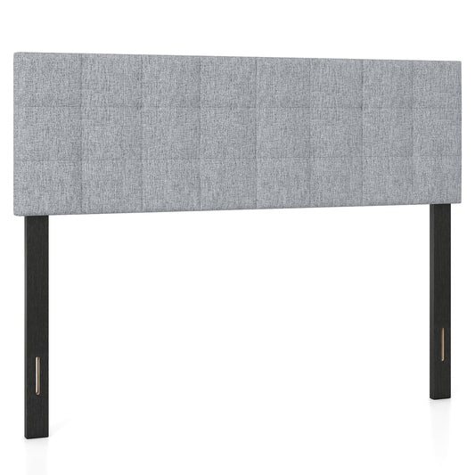 Upholstered Headboard, Queen/Full, Quilted Grid Linen, Gray Headboards Gray at Gallery Canada