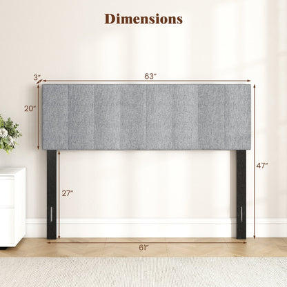 Upholstered Headboard, Queen/Full, Quilted Grid Linen, Gray Headboards at Gallery Canada