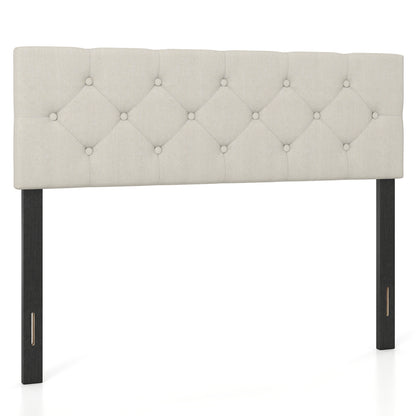Queen/Full Tufted Linen Upholstered Headboard, Beige Headboards at Gallery Canada