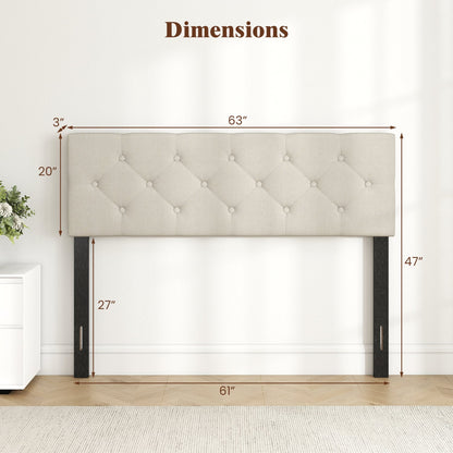 Queen/Full Tufted Linen Upholstered Headboard, Beige Headboards at Gallery Canada