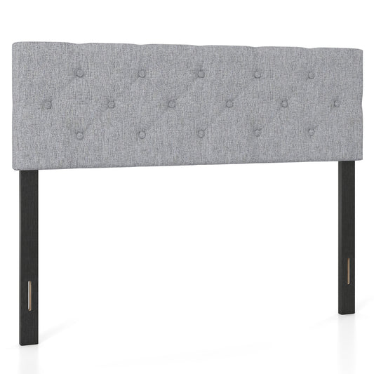 Upholstered Headboard Queen/Full, Tufted Linen, Gray Headboards Gray at Gallery Canada
