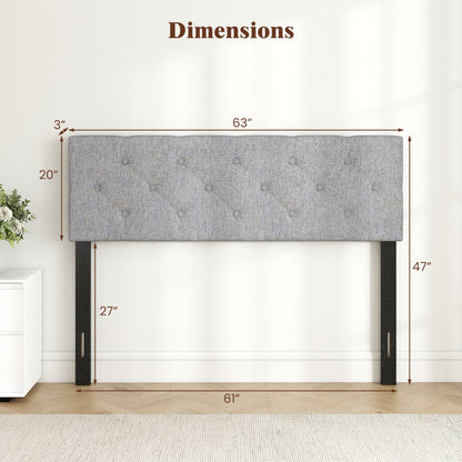 Upholstered Headboard Queen/Full, Tufted Linen, Gray Headboards at Gallery Canada