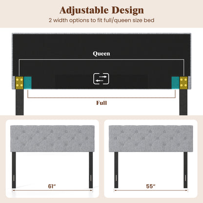 Upholstered Headboard Queen/Full, Tufted Linen, Gray Headboards at Gallery Canada