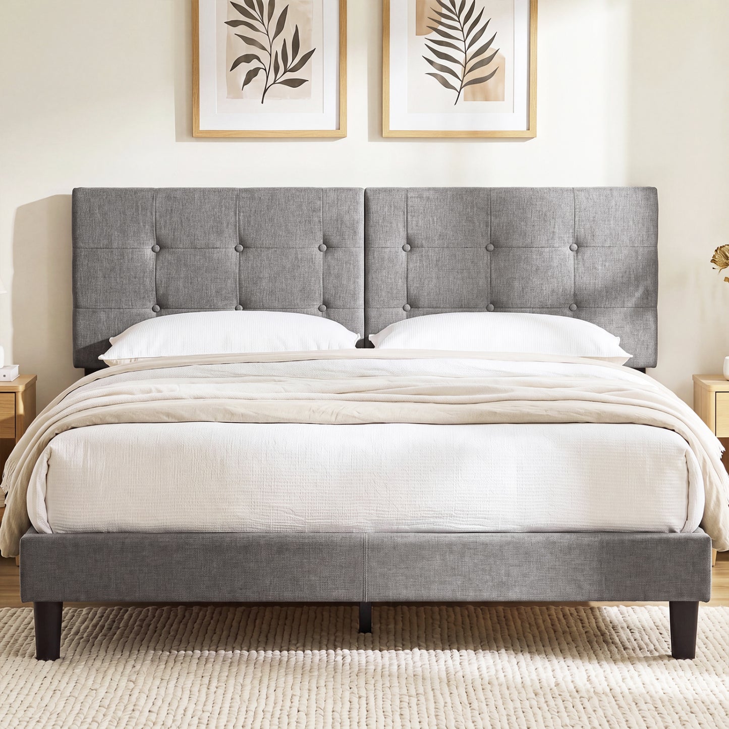Upholstered Headboard, Adjustable Full/Queen, Dark Gray