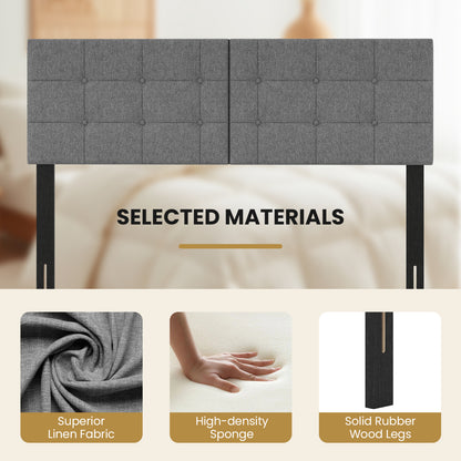 Upholstered Headboard, Adjustable Full/Queen, Dark Gray