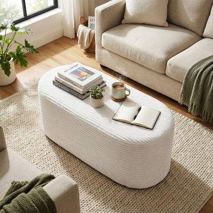 Upholstered Ottoman Bench with High-Density Sponge, Beige Ottomans at Gallery Canada