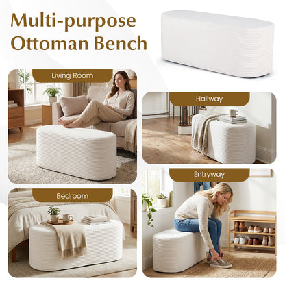 Upholstered Ottoman Bench with High-Density Sponge, Beige Ottomans at Gallery Canada