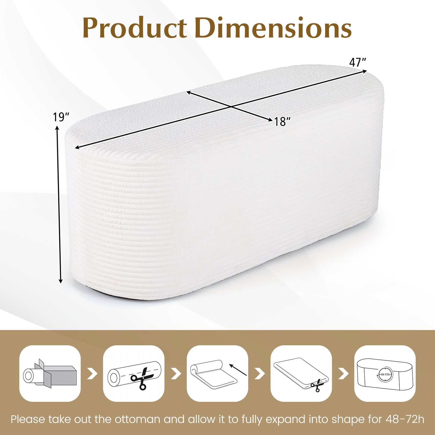 Upholstered Ottoman Bench with High-Density Sponge, Beige Ottomans at Gallery Canada