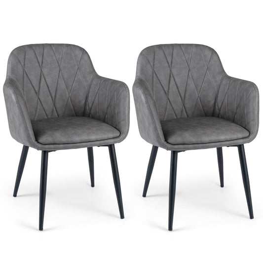 UP Leather Kitchen Chairs Set of 2, Curved Back, Wide Seat, Gray Dining Chairs Gray at Gallery Canada