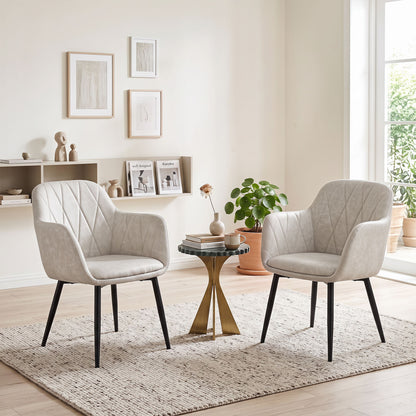 Ensemble de 2 chaises de cuisine en similicuir PU, dossier incurvé, blanc