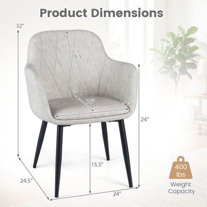 Ensemble de 2 chaises de cuisine en similicuir PU, dossier incurvé, blanc