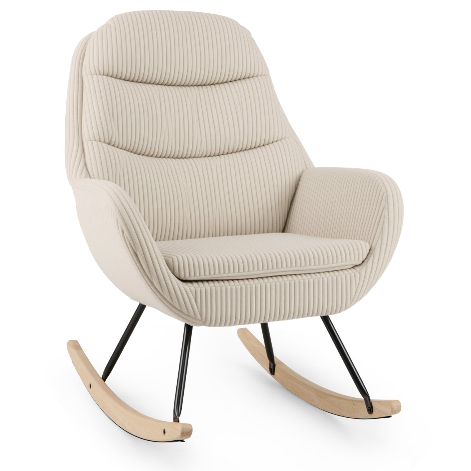 Upholstered Rocking Chair Nursery Glider Rocker with Padded Backrest and Seat, Beige Chairs Beige at Gallery Canada