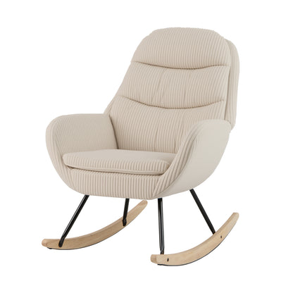 Upholstered Rocking Chair Nursery Glider Rocker with Padded Backrest and Seat, Beige Chairs at Gallery Canada