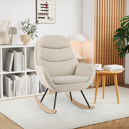 Upholstered Rocking Chair Nursery Glider Rocker with Padded Backrest and Seat, Beige Chairs at Gallery Canada