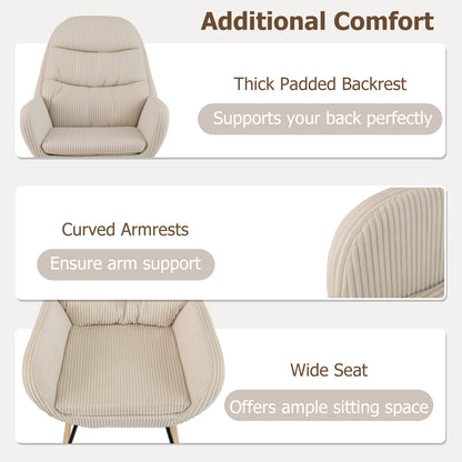 Upholstered Rocking Chair Nursery Glider Rocker with Padded Backrest and Seat, Beige Chairs at Gallery Canada