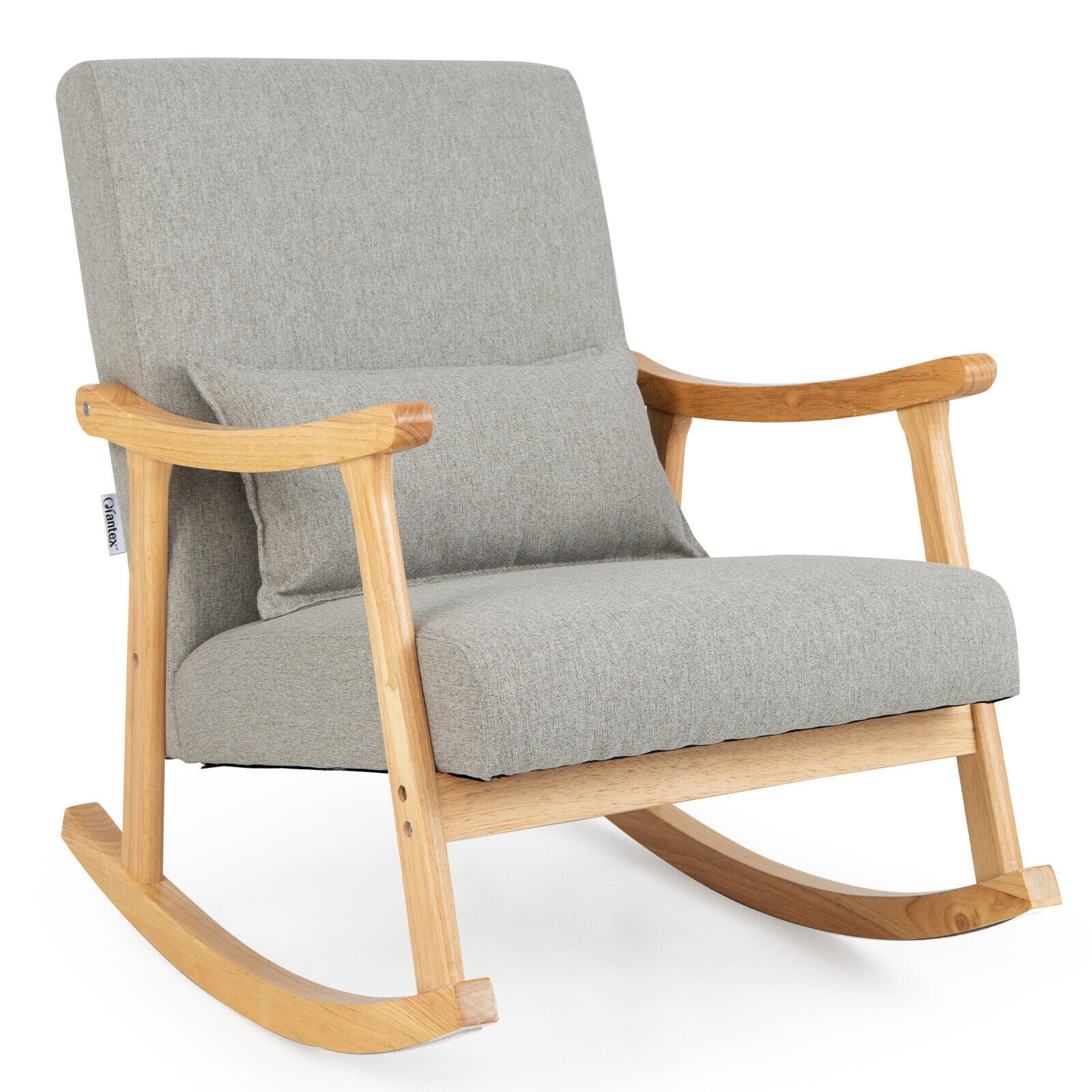 Upholstered Rocking Chair With Pillow, Gray Accent Chairs at Gallery Canada
