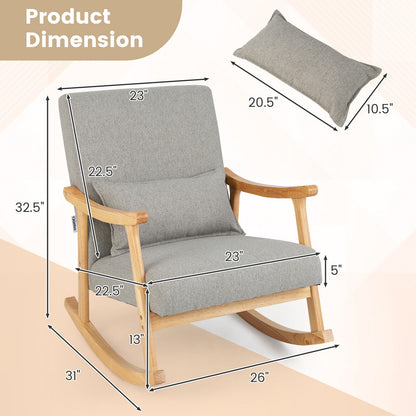Upholstered Rocking Chair With Pillow, Gray Accent Chairs at Gallery Canada