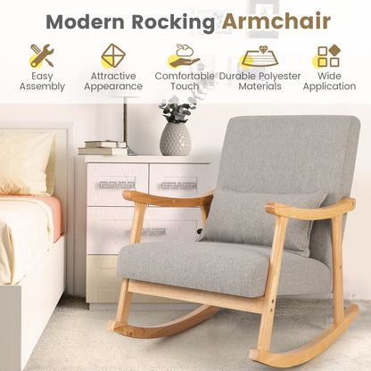 Upholstered Rocking Chair With Pillow, Gray Accent Chairs at Gallery Canada