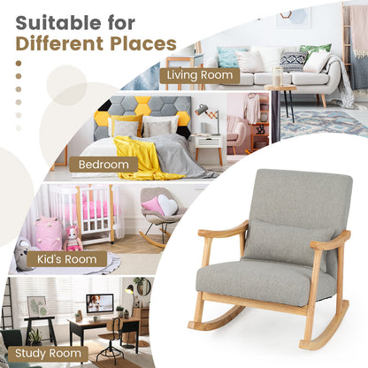 Upholstered Rocking Chair With Pillow, Gray Accent Chairs at Gallery Canada