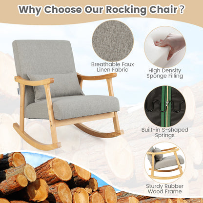 Upholstered Rocking Chair With Pillow, Gray Accent Chairs at Gallery Canada