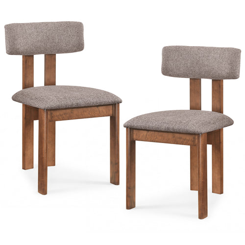 Upholstered Rubber Wood Dining Chairs, Set of 2, Walnut