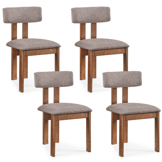 Upholstered Rubber Wood Dining Chairs, Set of 4, Curved Backrest, Walnut Dining Chairs Walnut at Gallery Canada