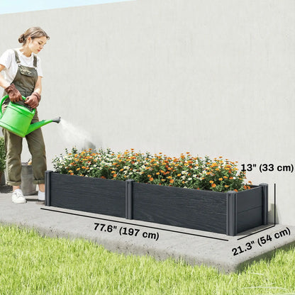 Vinyl Raised Garden Bed Kit, 6.5 x 2 x 1ft, Grey Wood Effect, Grey Wooden Planter Boxes at Gallery Canada