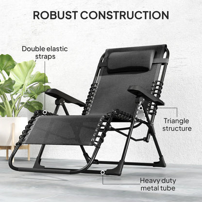 Folding Zero Gravity Chair, 5-Position Adjustable Outdoor Recliner, Black Lounger Chairs at Gallery Canada
