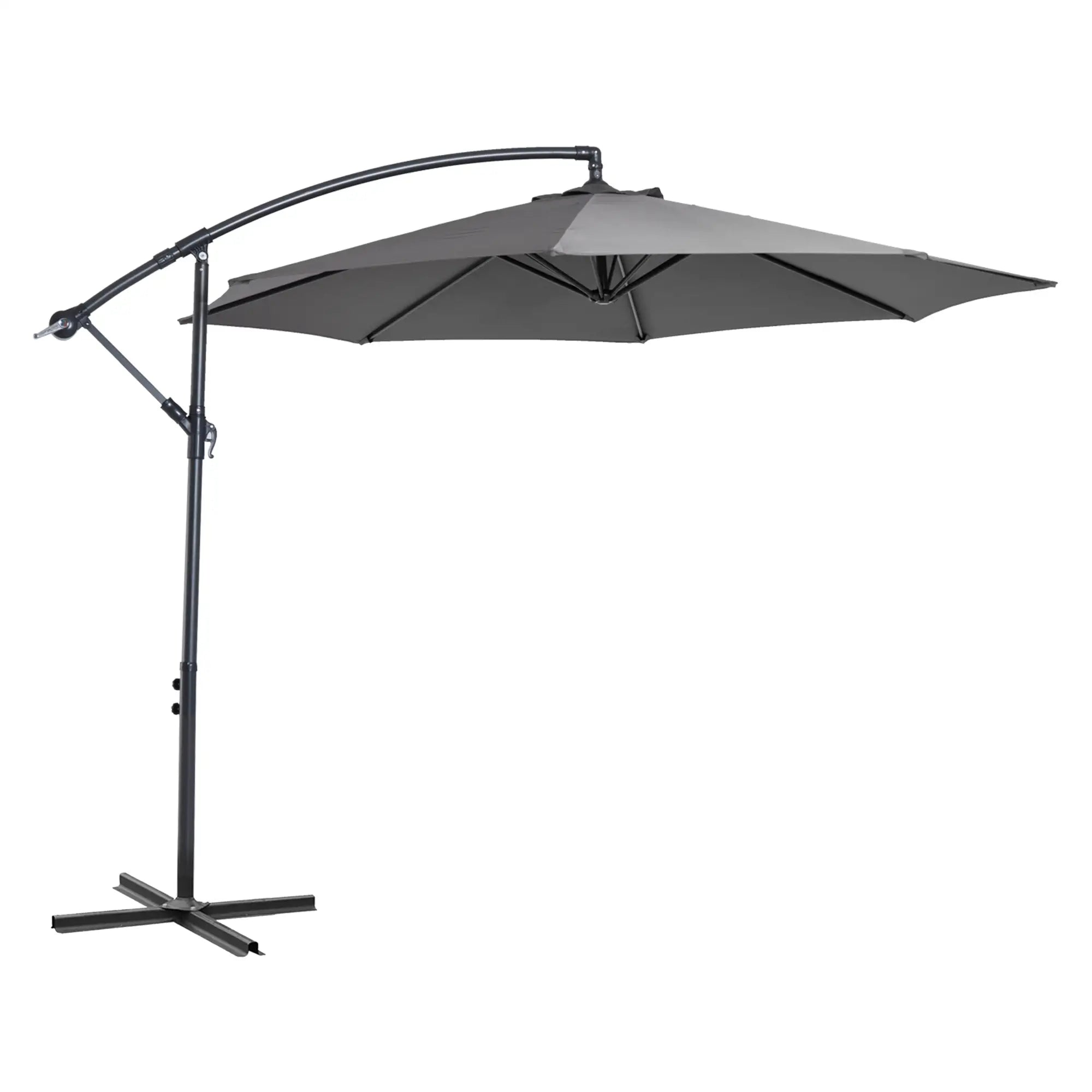 9.7ft Offset Patio UmbrellaCantilever Parasol with Crank Handle, 8 Ribs and Cross Base for Outdoor, Sun Shade, Cream Offset Cantilever Umbrellas Grey at Gallery Canada