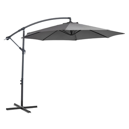 9.7ft Offset Patio UmbrellaCantilever Parasol with Crank Handle, 8 Ribs and Cross Base for Outdoor, Sun Shade, Cream Offset Cantilever Umbrellas Grey at Gallery Canada
