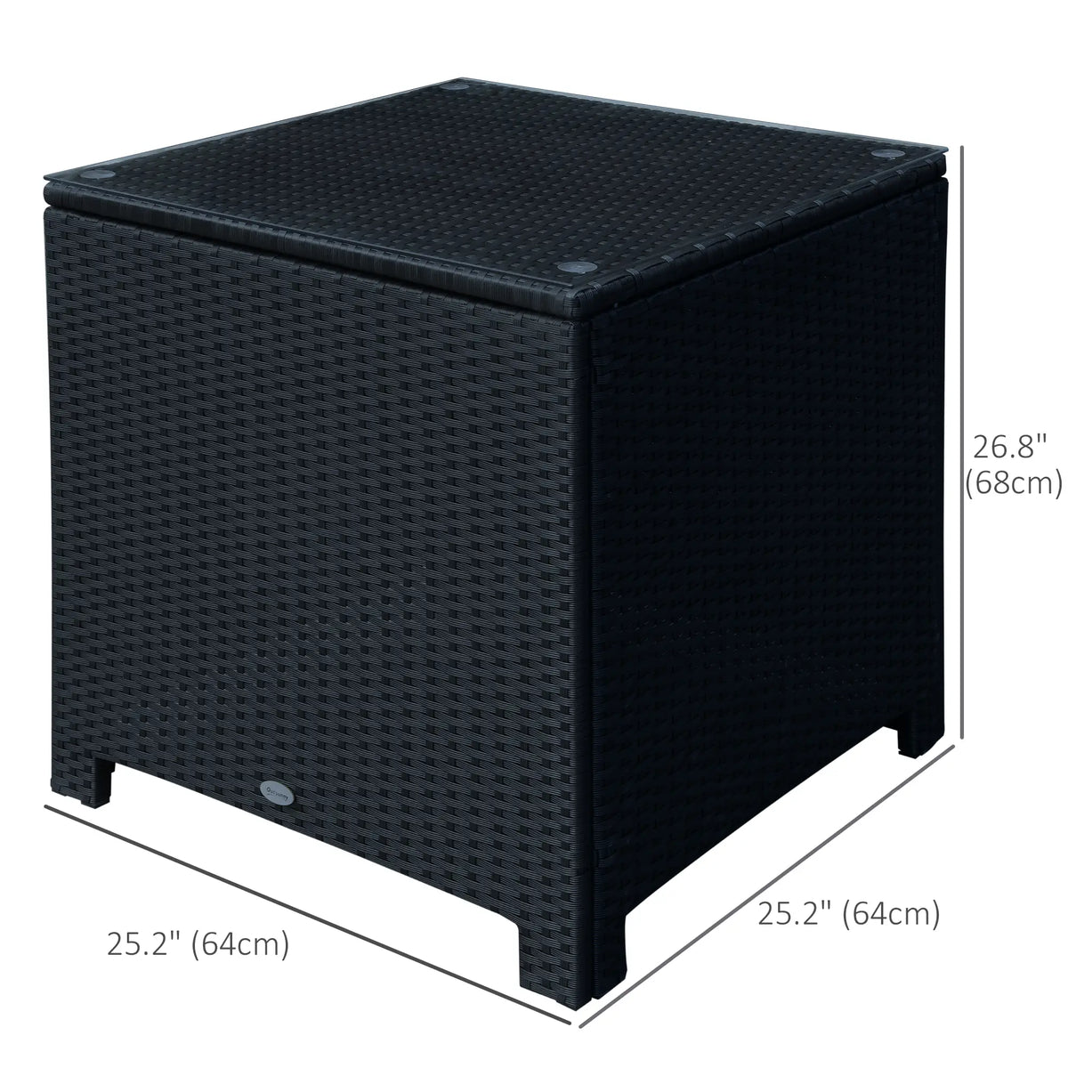 Rattan Side Table With Glass Top, Black Patio Side Tables at Gallery Canada