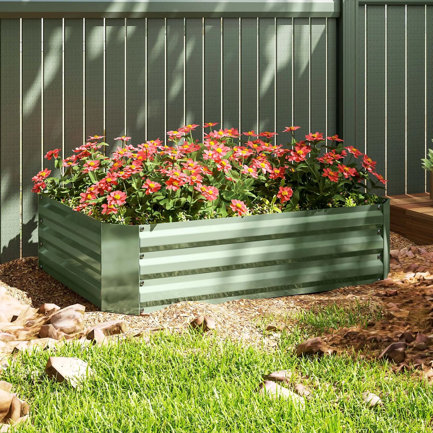 Galvanized Raised Garden Bed, 4' x 3' x 1', Metal Planter Box, Dark Green