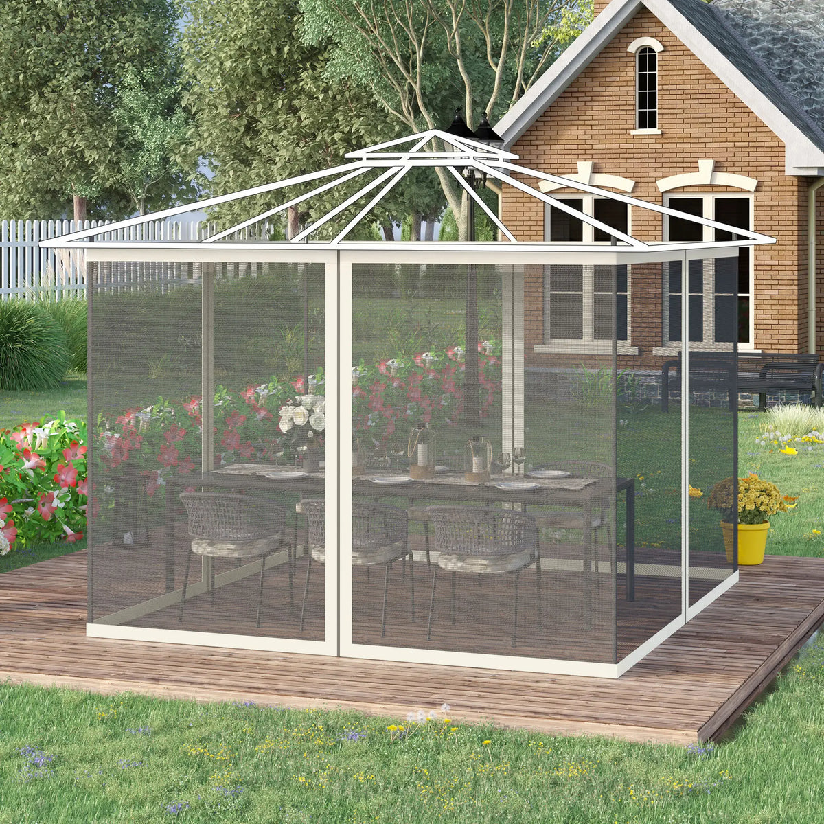 Mosquito Netting For Gazebo, 10' x 13', Black Screen Walls With Zippers, Black Gazebo Sidewalls at Gallery Canada