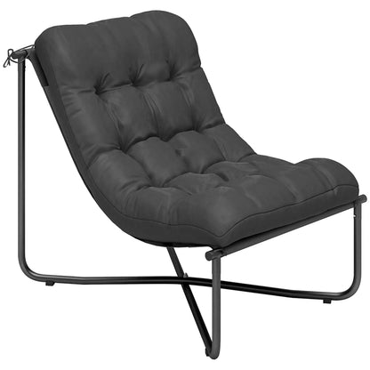 Outdoor Patio Chair, Comfy Sling Lounge With Cushion, Steel Frame, Dark Grey Patio Chairs at Gallery Canada