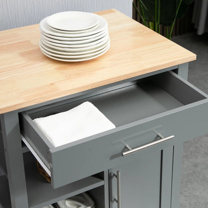 Compact Kitchen Cart on Wheels, Open Shelf, Storage Drawer, Grey Kitchen Islands & Kitchen Carts at Gallery Canada