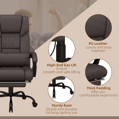 6-Point Vibration Massage Chair, Height Adjustable, Reclining, Brown Executive & Manager Chairs at Gallery Canada