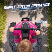 6V Kids ATV, 4 Wheels Quad, Button Control, Rose Red