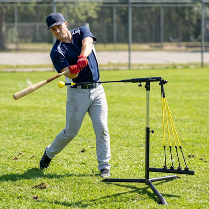 Baseball Hitting Trainer, 32.7"-43.3" Adjustable, with Bands & Bag