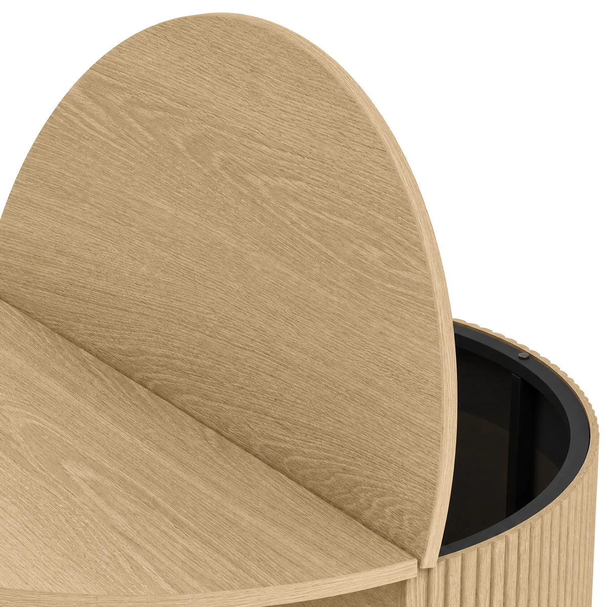 31.5" Round Coffee Table, Storage, Sliding Door, Natural Coffee Tables at Gallery Canada