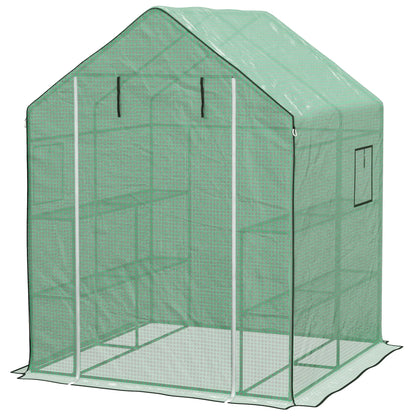 4.6' x 4.7' x 6.2' Walk-in Greenhouse, 3 Tier 8 Shelves, Reinforced PE Cover, Green Walk In Greenhouses Green at Gallery Canada