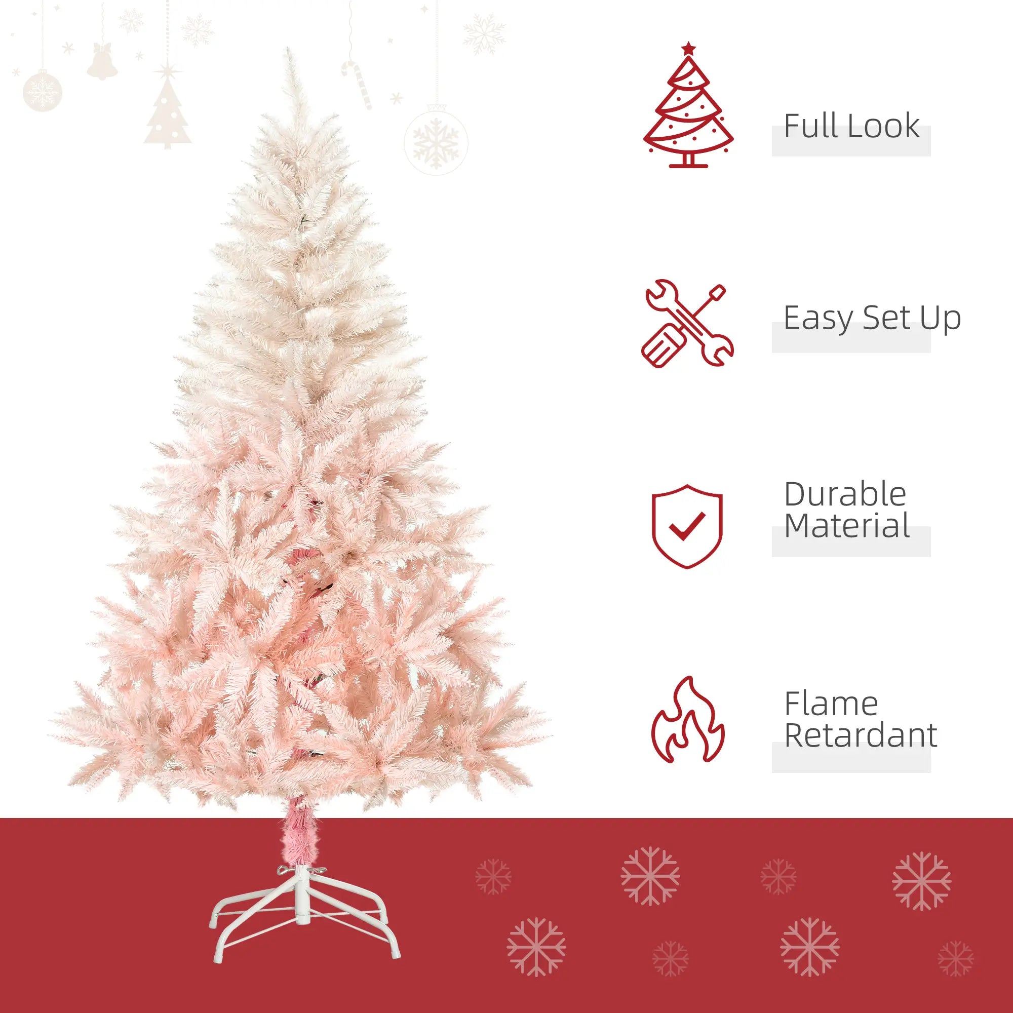 5ft Artificial Christmas Tree, Automatic Open, Pink, White Artificial Christmas Trees at Gallery Canada