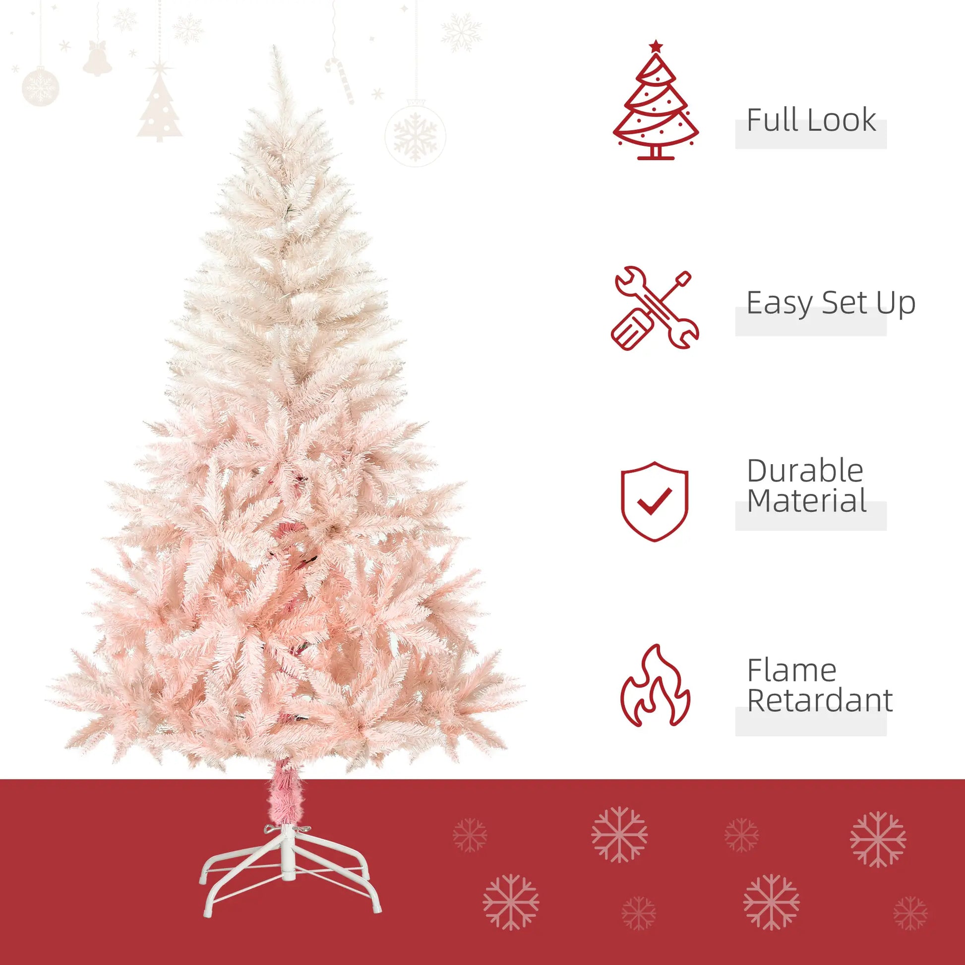 5ft Artificial Christmas Tree, Automatic Open, Pink, White Artificial Christmas Trees at Gallery Canada