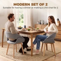 Linen Fabric Dining Chairs Set of 2, Light Grey