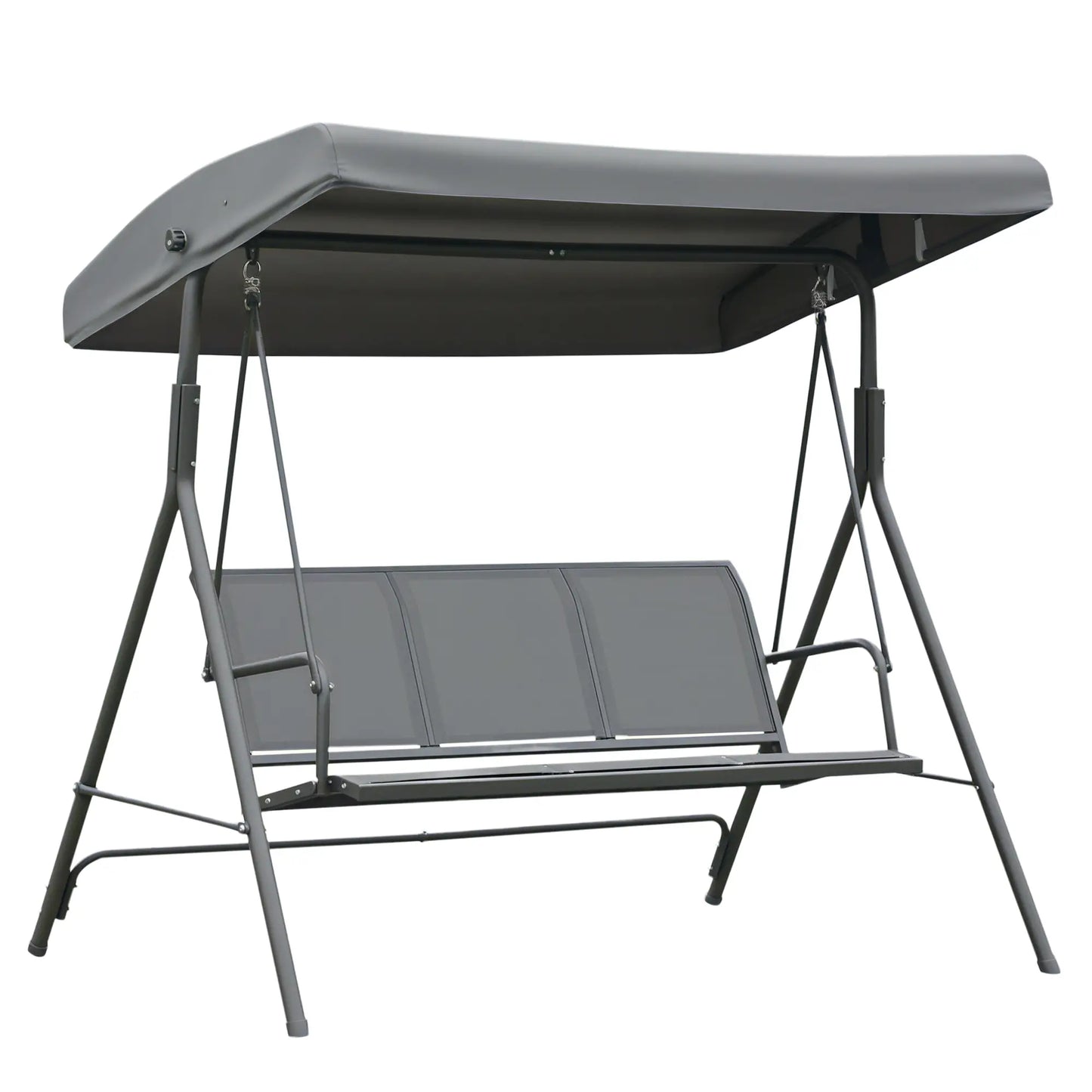 3-Seater Swing Chair, A-Frame Garden Hammock, Adjustable Canopy, Grey Patio Swings with Stand Olive Grey at Gallery Canada