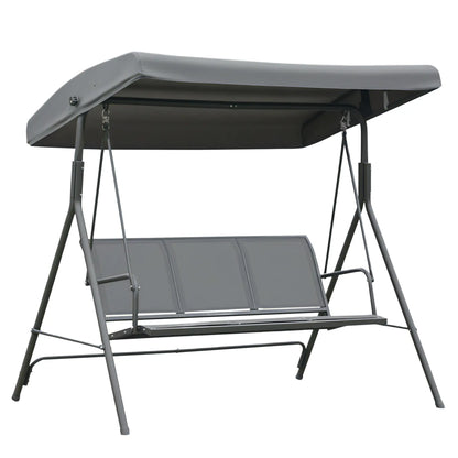 3-Seater Swing Chair, A-Frame Garden Hammock, Adjustable Canopy, Grey Patio Swings with Stand Olive Grey at Gallery Canada